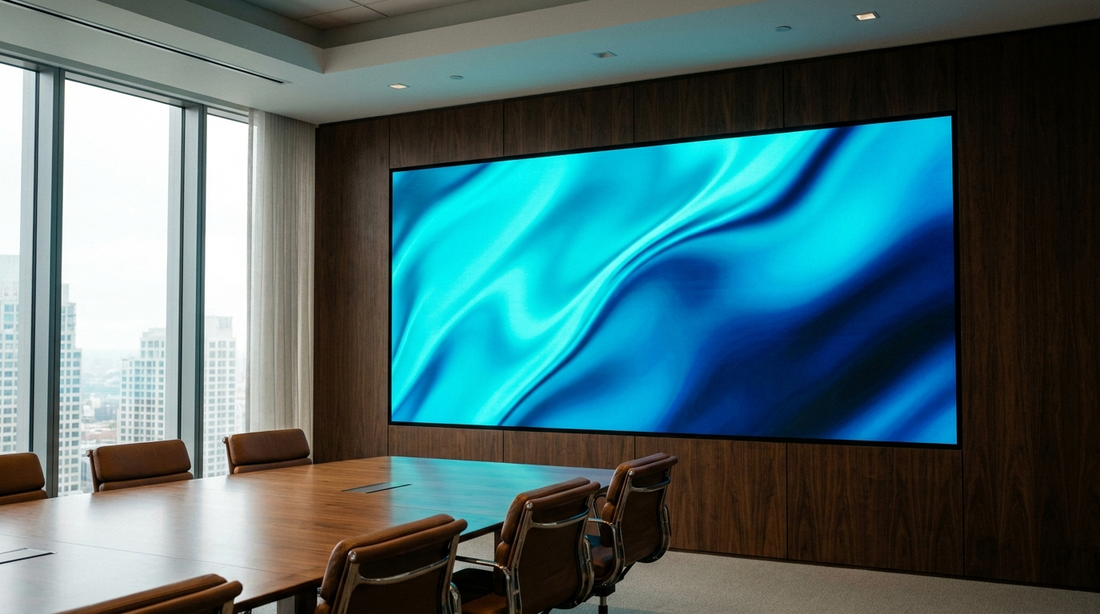 Samsung The Wall All-in-One 146-inch MicroLED video wall in a luxury corporate boardroom